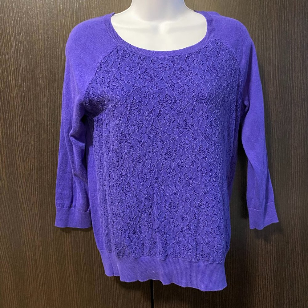LOFT Purple Blue Lace Sweater